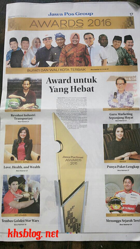 Walikota dan Bupati terbaik di Indonesia versi Jawa Pos Award 2016