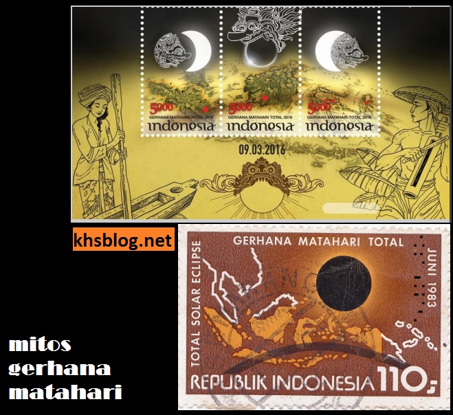 mitos gerhana matahari diabadikan dalam perangko indonesia tahun 1983 dan 2016