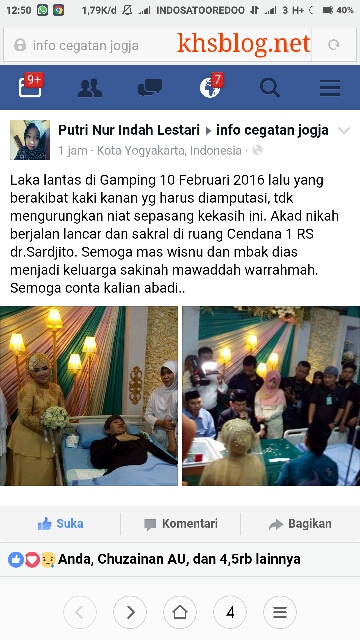 pernikahan romantis Mas Windu dan Mbak Dias di RSUP Dr. Sardjito, Yogyakarta hari Sabtu, 12 Maret 2016