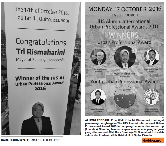 tri-rismaharini-dapat-penghargaan-alumni-ihs-international-berprestasi-tahun-2016